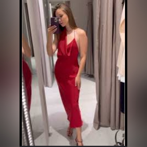 Zara Asymmetric Satin Midi Dress - Picture 1 of 4